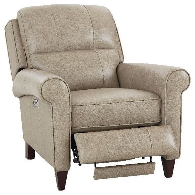 Bassett Club Level Elliot 3521 P0F Transitional Power High Leg Recliner with Power Headrest Wayside Furniture Mattress Recliner High Leg